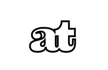 connected at a t black and white alphabet letter combination logo icon design