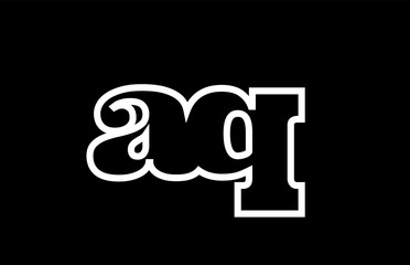 connected aq a q black and white alphabet letter combination logo icon design
