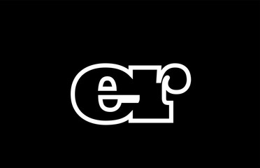 connected er e r black and white alphabet letter combination logo icon design