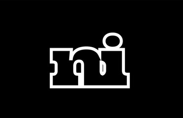 connected ni n i black and white alphabet letter combination logo icon design