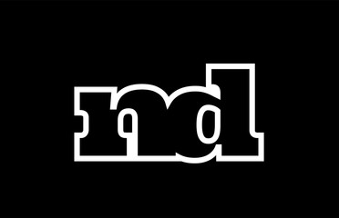 connected nd n d black and white alphabet letter combination logo icon design