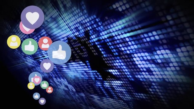 Electronic display board with social media icons