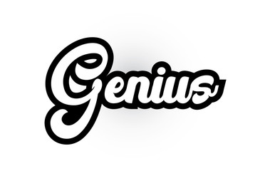 black and white Genius hand written word text for typography logo icon design