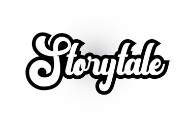 black and white Storytale hand written word text for typography logo icon design