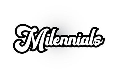 black and white Milennials hand written word text for typography logo icon design