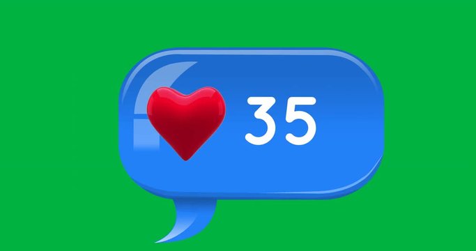 Blue chat box with heart icon with numbers 4k