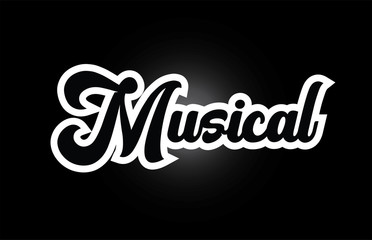 black and white Musical hand written word text for typography logo icon design