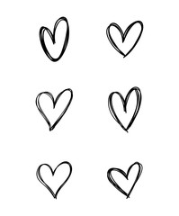 Heart doodle collection. Hand drawn hearts.