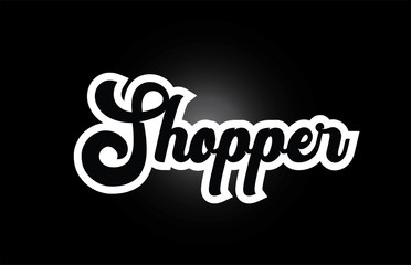 black and white Shopper hand written word text for typography logo icon design