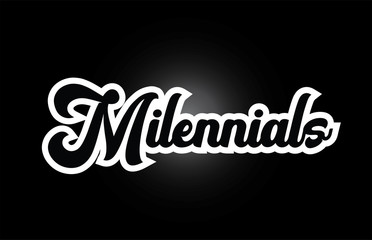 black and white Milennials hand written word text for typography logo icon design