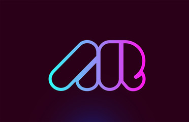 AR A R pink line alphabet letter combination logo icon design