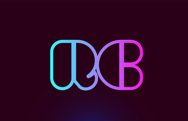 RC R C pink line alphabet letter combination logo icon design