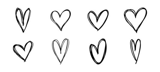 Foto op Plexiglas Heart doodle collection. Hand drawn hearts. © Matias