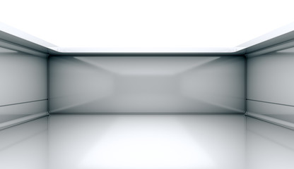 Contemporary futuristic concept background. Empty future clean dark box interior room With Light. 3D Rendering.
