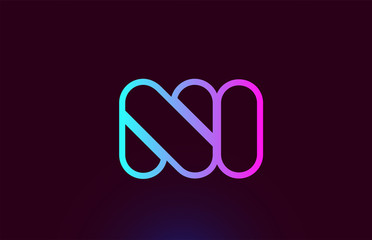 NI N I pink line alphabet letter combination logo icon design