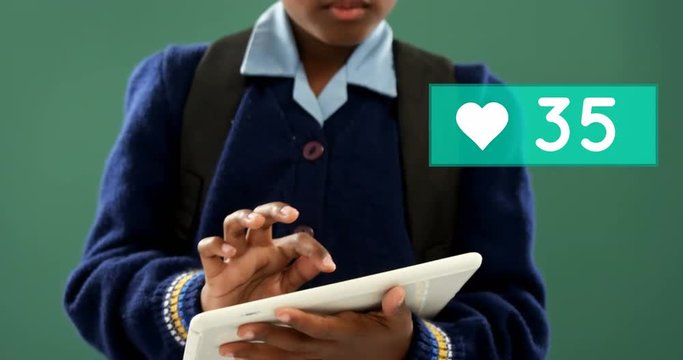 Boy swiping on his tablet 4k