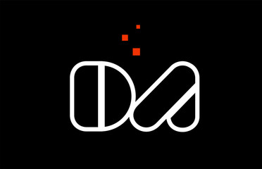DA D A black white red alphabet letter combination logo icon design
