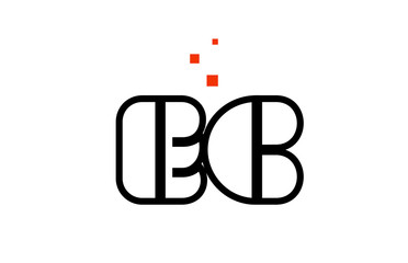 EC E C black white red alphabet letter combination logo icon design