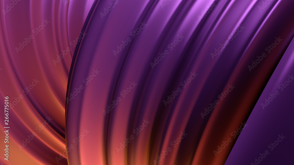 Poster 3d render abstract background with twisted geometry. swirl shape...