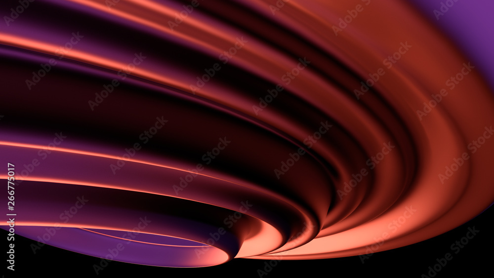 Poster 3d render abstract background with twisted geometry. swirl shape...