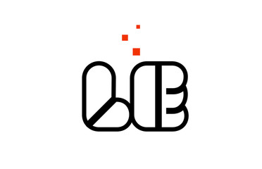 LE L E black white red alphabet letter combination logo icon design