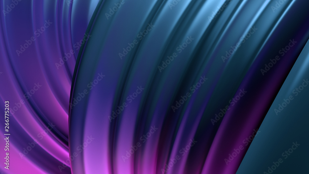 Poster 3d render abstract background with twisted geometry. swirl shape...