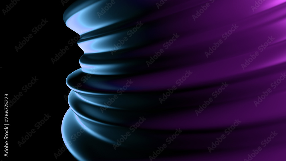 Poster 3d render abstract background with twisted geometry. swirl shape...