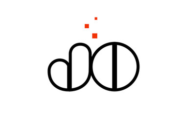 JO J O black white red alphabet letter combination logo icon design