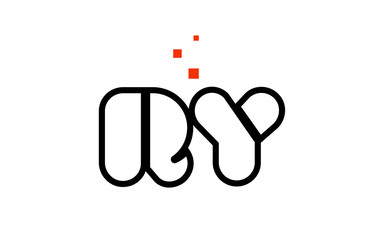 Obraz premium RY R Y black white red alphabet letter combination logo icon design