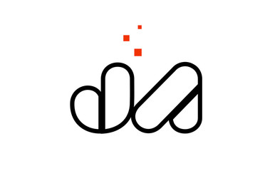 JA J A black white red alphabet letter combination logo icon design