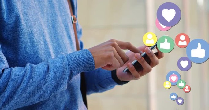 Man in a sweater is checking his phone 4k