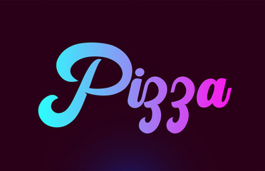 Pizza pink word text logo icon design for typography