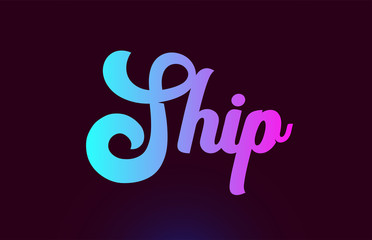 Ship pink word text logo icon design for typography