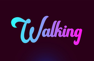 Walking pink word text logo icon design for typography
