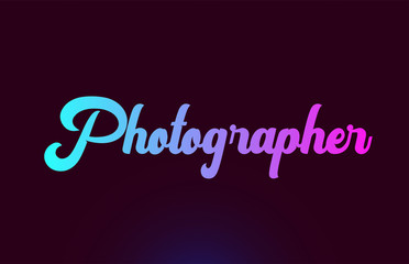 Photographer pink word text logo icon design for typography
