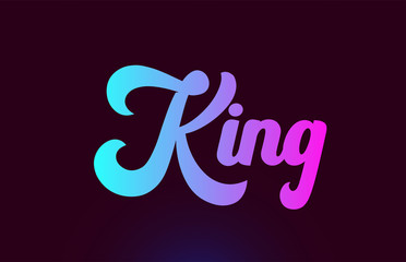 King pink word text logo icon design for typography