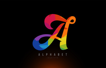 A alphabet letter rainbow colored logo company icon design
