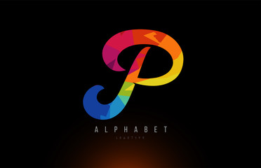 P alphabet letter rainbow colored logo company icon design