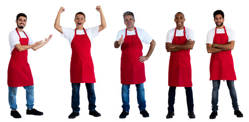 Gruppe 5 gut gelaunte internationale Kellner