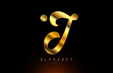 Gold golden J alphabet letter logo company icon design