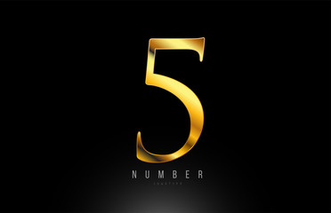 Number gold golden 5 logo company icon design