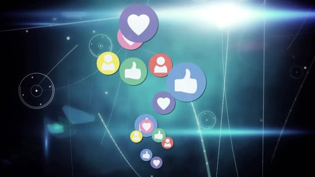 Social media icons on a gradient background