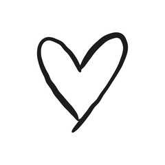 Heart doodle, handmade love icon.