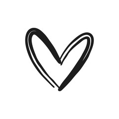 Hand drawn heart doodle. Love symbol.