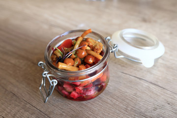 Salad of beetroot with honey agaric