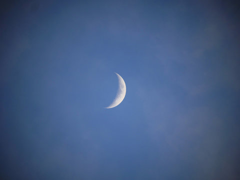 Half Moon At Blue Sky