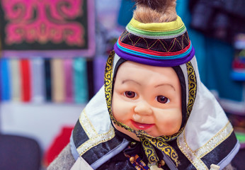 Ethnic baby doll of small peoples living in the north of Siberia in Russia.