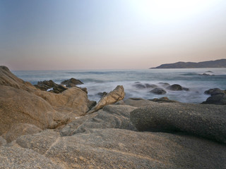 Fototapeta na wymiar rock in the sea long exposition