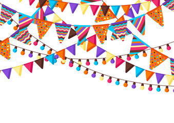 Obraz premium Greeting card with garland of flags.