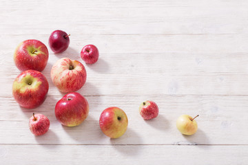 apples on wooden white background